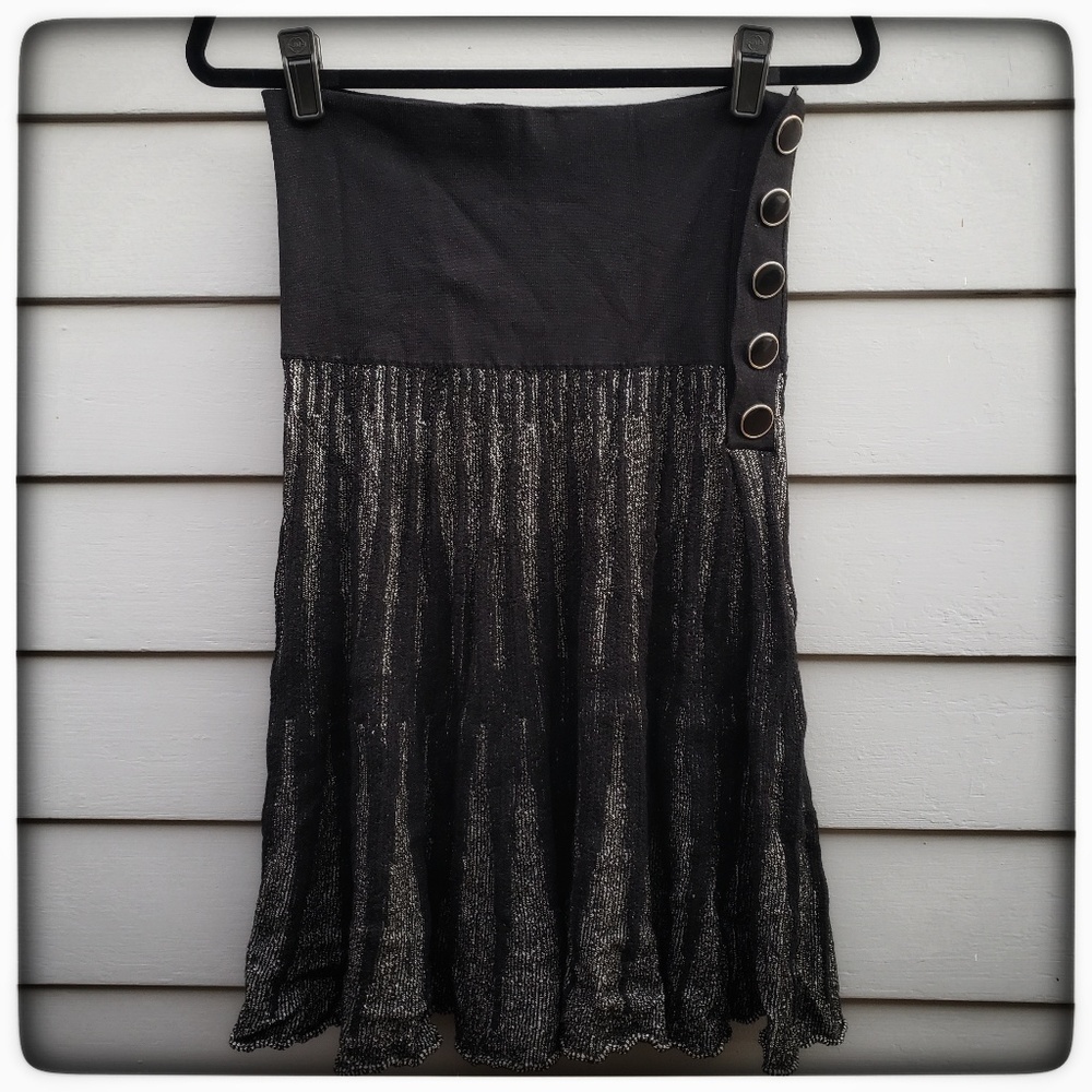 Lia Molly Knit Skirt, Black/Silver Medium